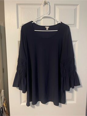 Women’s Navy Bell Sleeve Blouse
